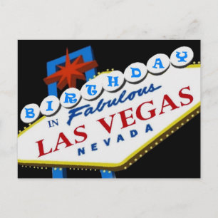 GEBURTSTAG IN Fabulous Las Vegas Postkarte BLUE