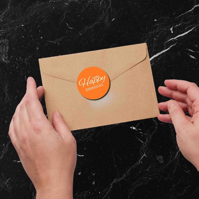 Geburtstag in Neonorange Runder Aufkleber (Von Creator hochgeladen)