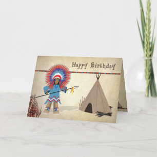 Geburtstag - Indianer mit Tepee - Fun Card Karte