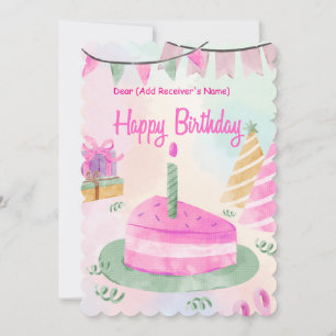 Geburtstag individualisierbares Kuchenstück Feiertagskarte