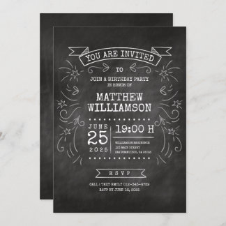 Geburtstag individuell anpassbarer Chalkboard Einladung
