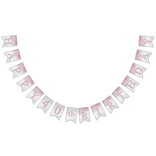 Geburtstag individuell gestalten - Rosa und Weiß Wimpelkette
