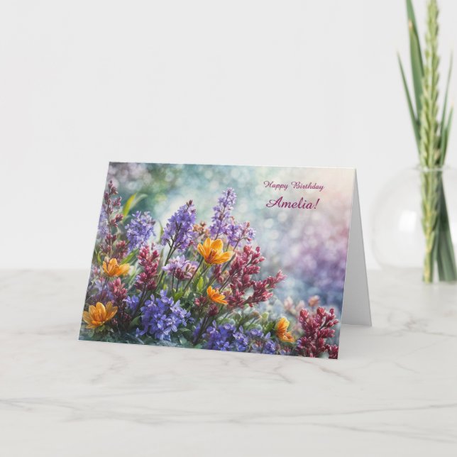 Geburtstag Individuelle Name Jeder Name Hübsche Bl Karte (Vorderseite)