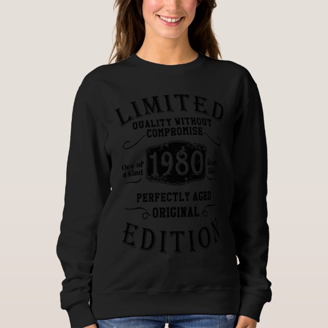 Geburtstag Jahr 1980 Gebrauchte Grunge Vintag Sweatshirt (Vorderseite)