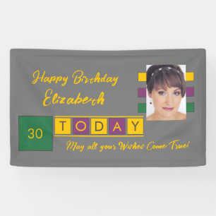 Geburtstag jedes Alter fügen Foto-Namen grünes gra Banner
