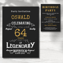 Geburtstag jedes Alters Legendary Black Gold Retro
