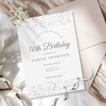 Geburtstag jedes Alters Silberenstardust Save The Date<br><div class="desc">Eine elegante Geburtstagsfeier Save the Date mit zartem silbernen Sternenstaub. Sie können mit Ihren besonderen Feierlichkeiten in schicken silbernen Text personalisieren. Entwickelt von Thisisnotme©</div>