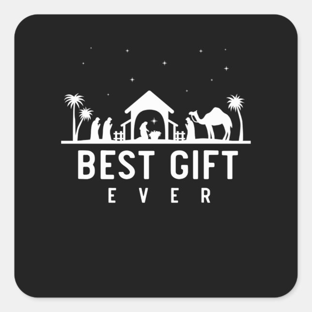 Geburtstag Jesus Krippe Religiöse Weihnachten Chri Quadratischer Aufkleber (Vorderseite)