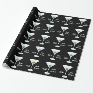 Geburtstag jubelt olivgrünem geschenkpapier