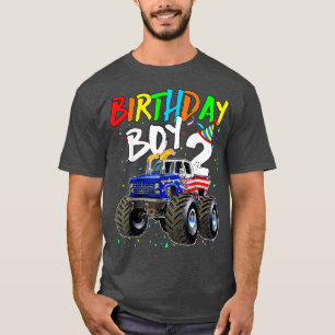 Geburtstag Junge 2 Jahr Altes Monster LKW Flag 2.  T-Shirt