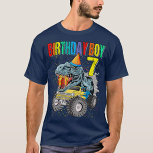 Geburtstag Junge 7 Monster Truck Dinosaur 7. Gebur T-Shirt