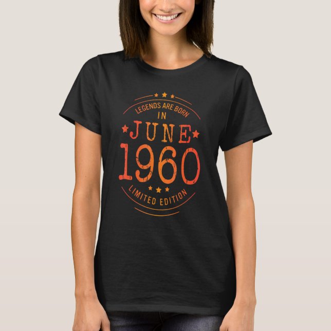Geburtstag Juni 1960 Jahr gebrauchte Legenden T-Shirt (Vorderseite)