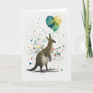 Geburtstag Kangaroo mit Balloons Grußkarte Karte