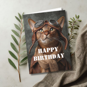 Geburtstag Katze Pilot Flieger Cool Lustig Luftfah Karte