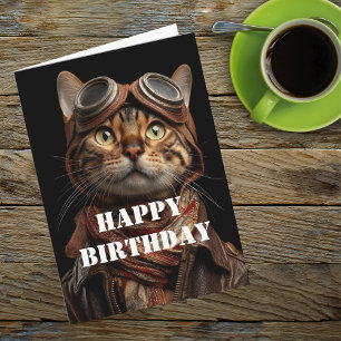 Geburtstag Katzenpilot Aviator Cool Lustige Luftfa Karte