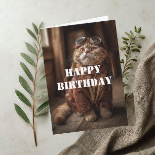 Geburtstag Katzenpilot Flugpilot Cool Lustig Luftf Karte