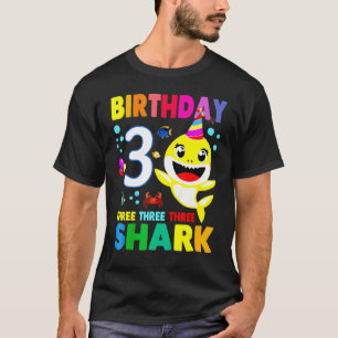 Geburtstag Kinder Kind Hai 3. Mädchen 3 Jahre alt T-Shirt