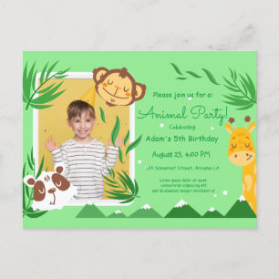 Geburtstag Kinder Tiere, Foto Tiere Geburtstag  Postkarte
