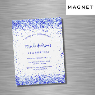 Geburtstag königlich blau weiß Luxus Magneteinladung