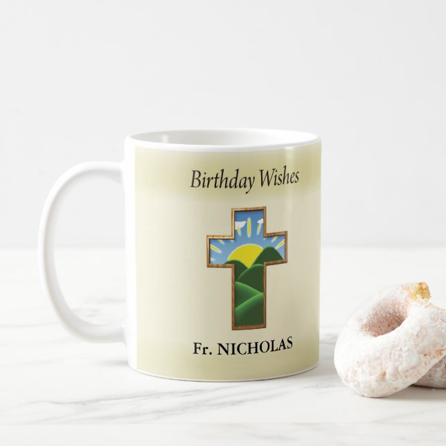 Geburtstag Kreuzpriester Personalisiert Kaffeetasse (Mit Donut)