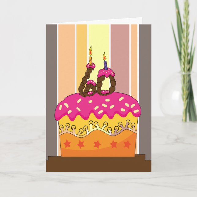 Geburtstag - Kuchen mit Kerzen 60 - 60. Karte (Vorderseite)