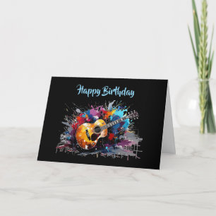 Geburtstag  Künstlerisch Abstrakt Gitarre Musiklie Feiertagskarte