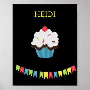 GEBURTSTAG KUPCAKE MIT PERSONALISIERTEM NAMEN POSTER