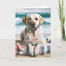 Geburtstag Labrador Retriever mit Bikini Top Karte