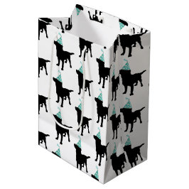 Geburtstag Labrador Schwarzer Hund in Party Hat Mittlere Geschenktüte