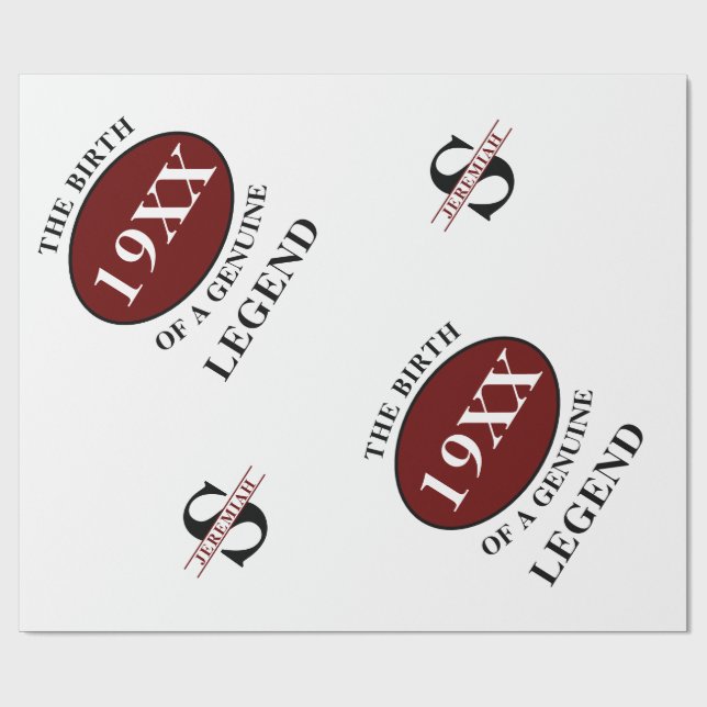 Geburtstag Legend Jahr Monogramm Anfangsname Vater Geschenkpapier (Flach)