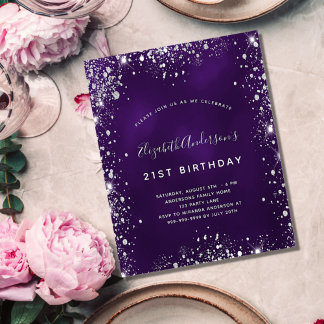 Geburtstag lila Glitzer Flyer