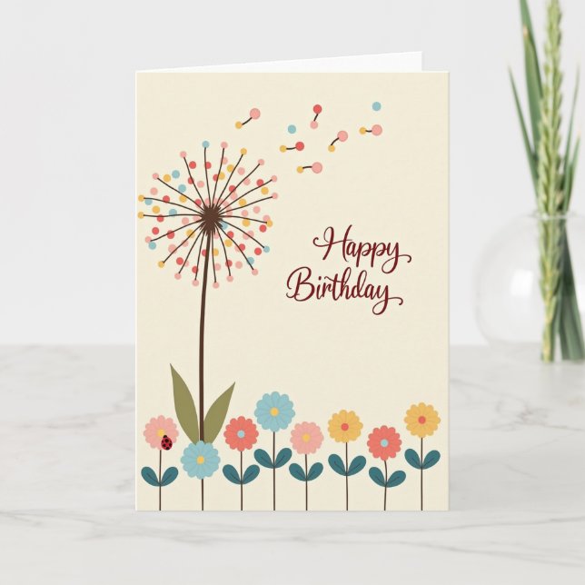 Geburtstag-Löwenzahn-Karte Karte (Vorderseite)