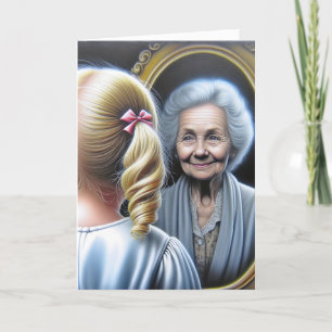 Geburtstag Mädchen und alte Dame Karte