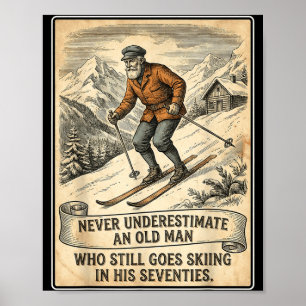 Geburtstag Mann 70 wird Skifahren Vintage-Skifahre Poster