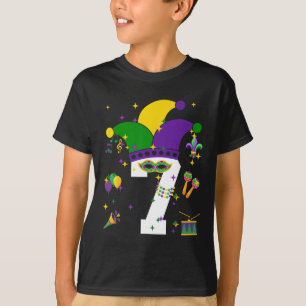 Geburtstag Mardi Gras Thema 7 Jahre Jungen Ki T-Shirt