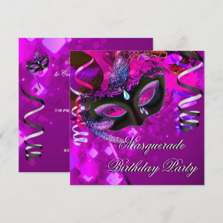 Geburtstag Masquerade Party Maske Lila Rosa Einladung