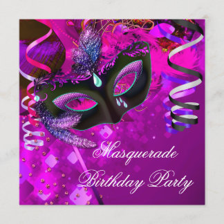 Geburtstag Masquerade Party Maske Lila Rosa Einladung