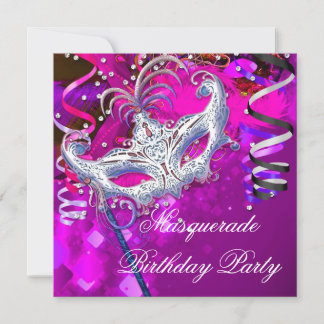 Geburtstag Masquerade Party Maske Silber Rosa Einladung