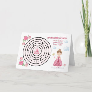 Geburtstag Maze Pink Prinzessin mit Wand und Schlo Karte