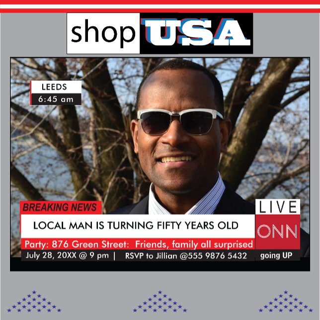 Geburtstag Mens Funny TV News 40. 60. Einladung (Von Creator hochgeladen)