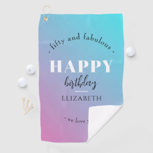 Geburtstag Minimalistisches Design in Pastellfarbe Golfhandtuch