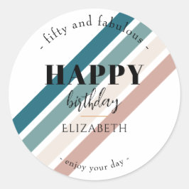 Geburtstag Minimalistisches Design in Pastellfarbe Runder Aufkleber