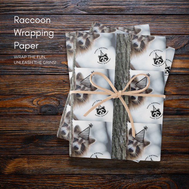 Geburtstag Mischief: Adorable Raccoon-Feier Geschenkpapier Set (Birthday Mischief: Adorable Raccoon Celebration Wrapping Paper Sheets)