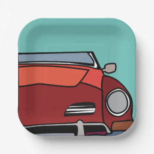 Geburtstag mit altem klassischen Vintage-Auto Pappteller
