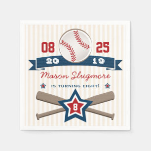 GEBURTSTAG MIT BASEBALL UND SCHLÄGERN SERVIETTE
