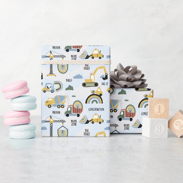 Geburtstag mit Baulastwagen  Geschenkpapier (Babyparty)