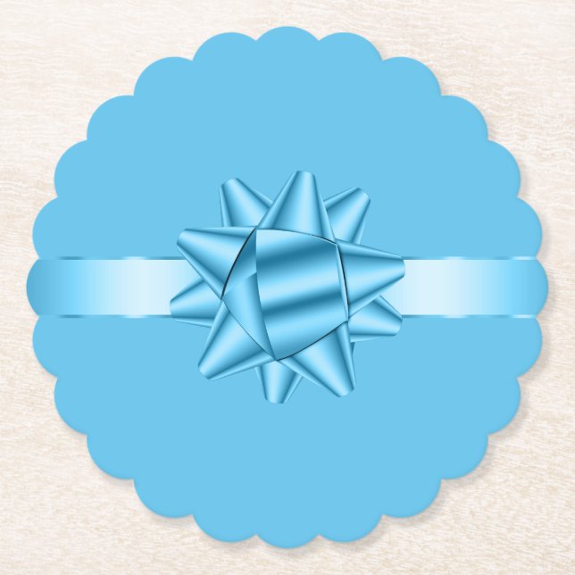 Geburtstag mit blauer Schleife Untersetzer (Vorderseite)