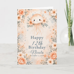 Geburtstag mit floraler Qualle Karte
