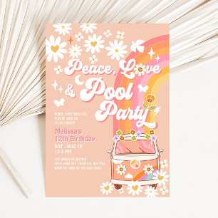 Geburtstag mit Frieden Liebe Poolparty Groovy für  Einladung