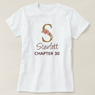 Geburtstag mit goldener Letter S Monogramm blassro T-Shirt